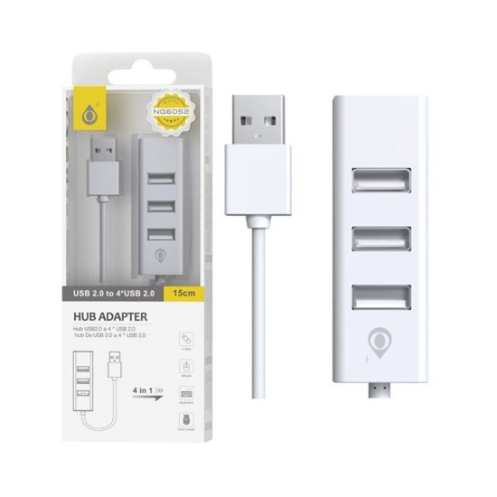 Adaptador de Hub 4 em 1 USB 2.0 OnePlus NG6052 USB para USB Suporte OTG 0,15 m Branco